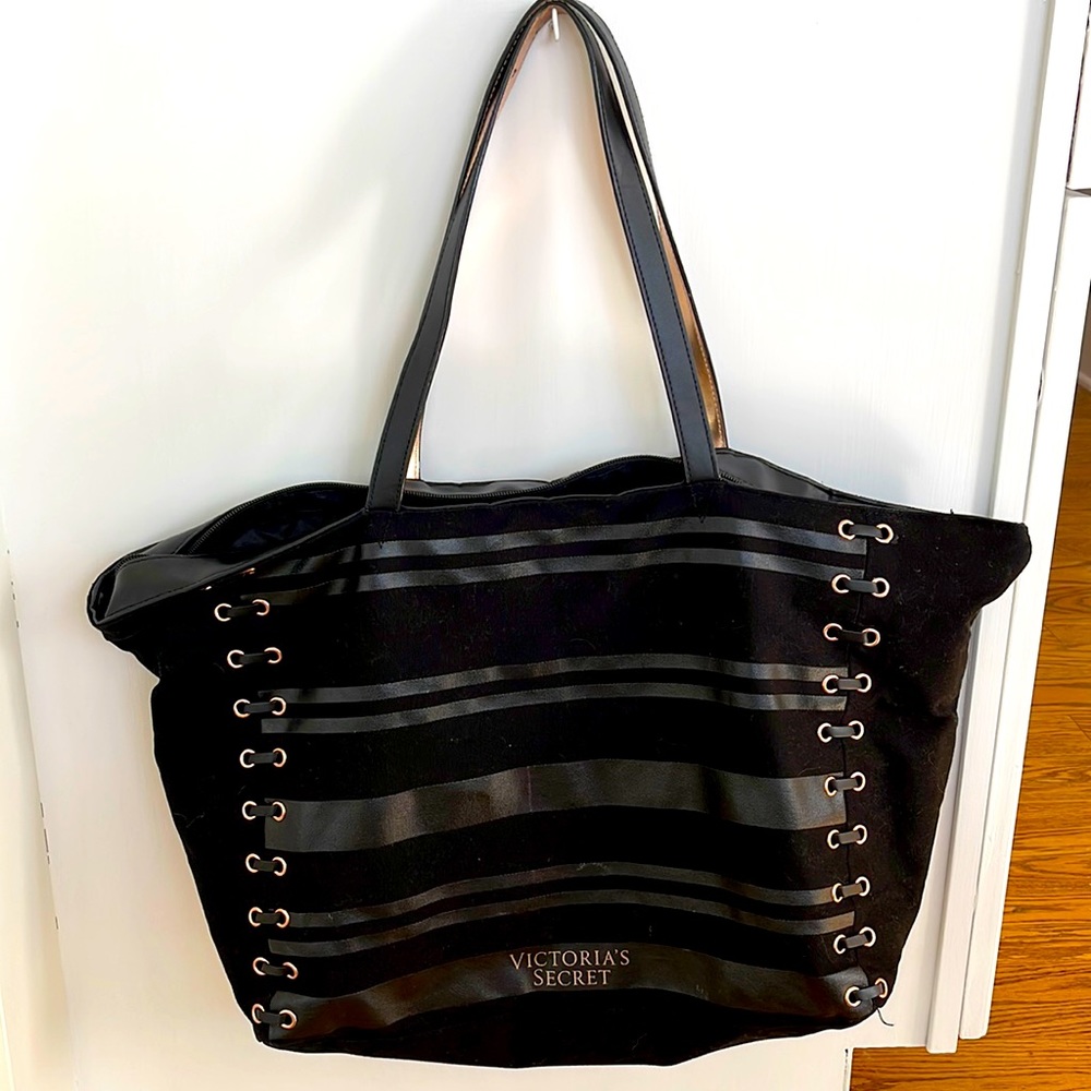 Victorias Secret black canvas tote